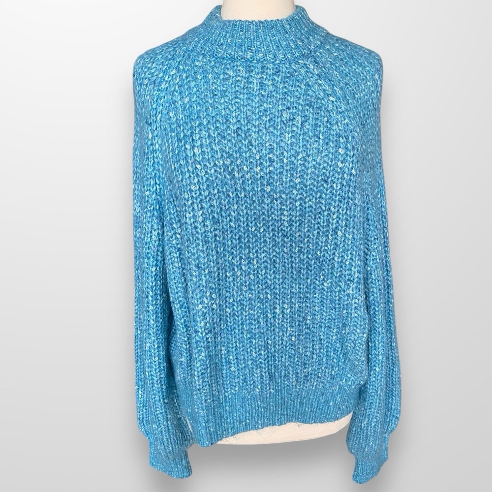 a.n.a. Womens Size XL Sweater Blue Pullover Chunky Soft Mock Neck‎ Wool Poly
